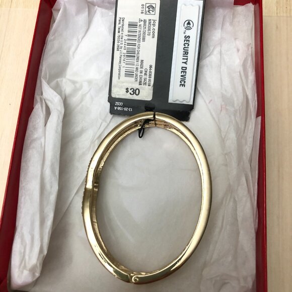 Nicole Miller 8 " Gold Bracelet with Rhinestones Called Bad Girl Pearl NWT - Picture 5 of 5